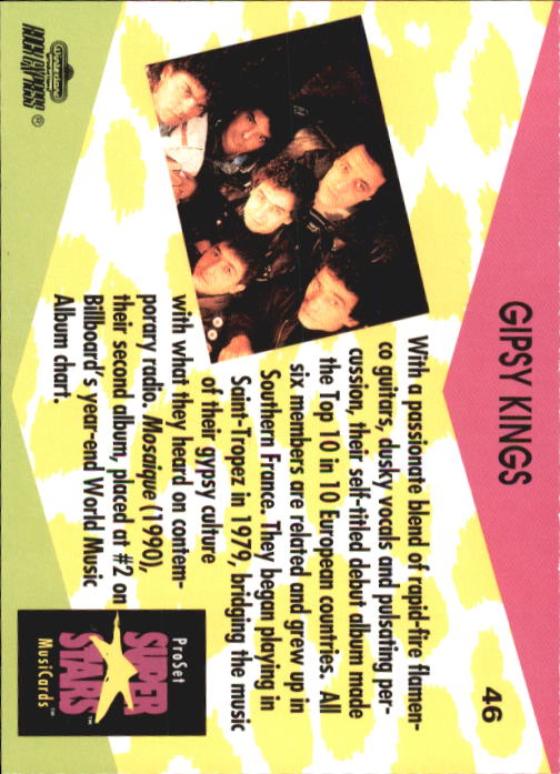 1991-92 Pro Set Superstars MusiCards #46 Gipsy Kings back image