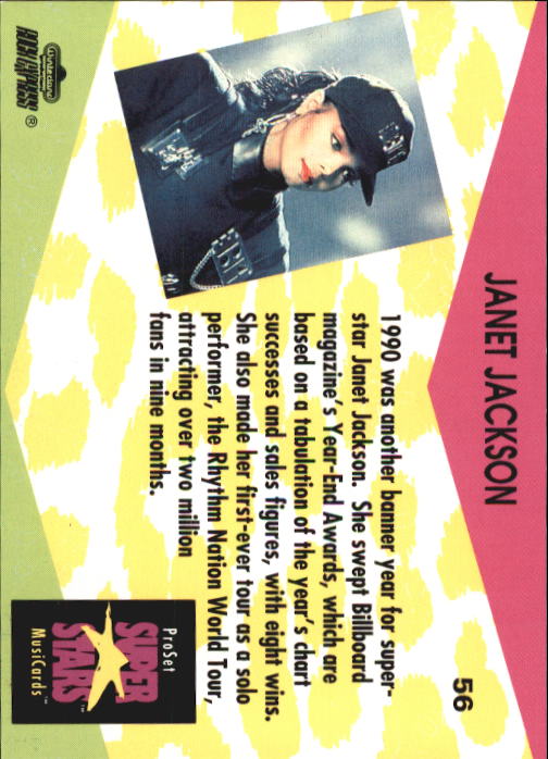 1991-92 Pro Set Superstars MusiCards #56 Janet Jackson back image