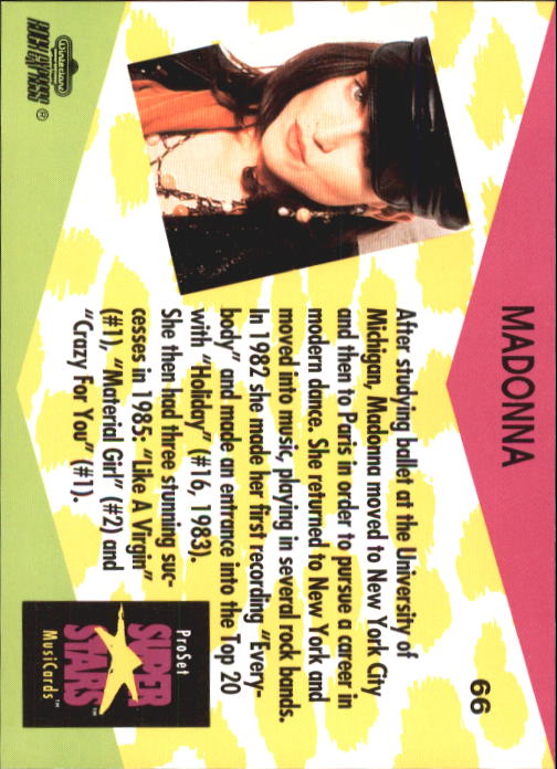 1991-92 Pro Set Superstars MusiCards #66 Madonna back image