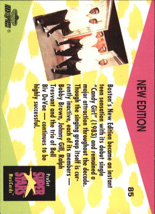 1991-92 Pro Set Superstars MusiCards #85 New Edition back image