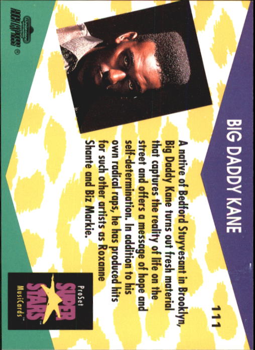 1991-92 Pro Set Superstars MusiCards #111 Big Daddy Kane back image