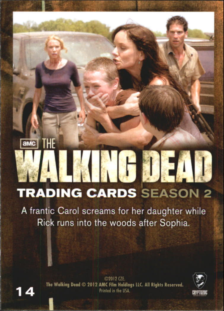 2012 Cryptozoic The Walking Dead Season Two #14 Frightened and Alone back image