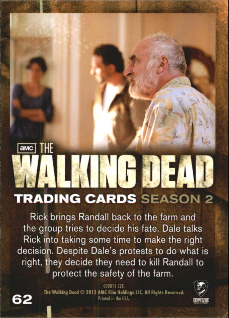 2012 Cryptozoic The Walking Dead Season Two #62 Judge and Jury back image