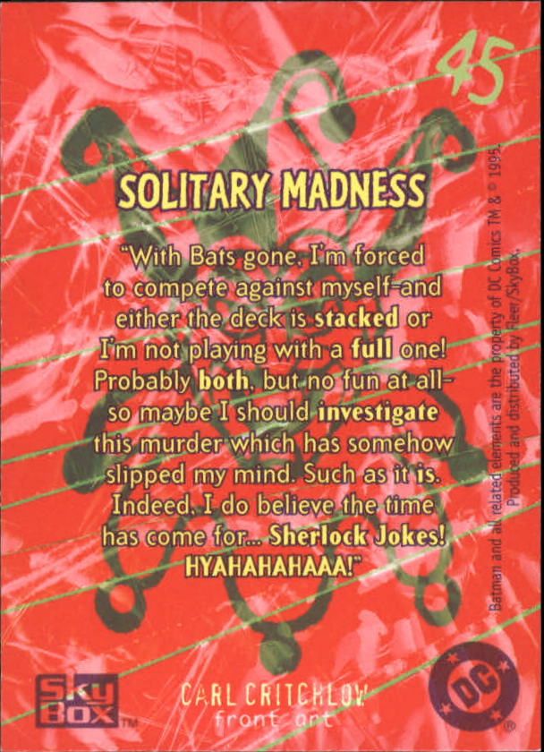 1995 SkyBox Batman Master Series #45 Solitary Madness back image