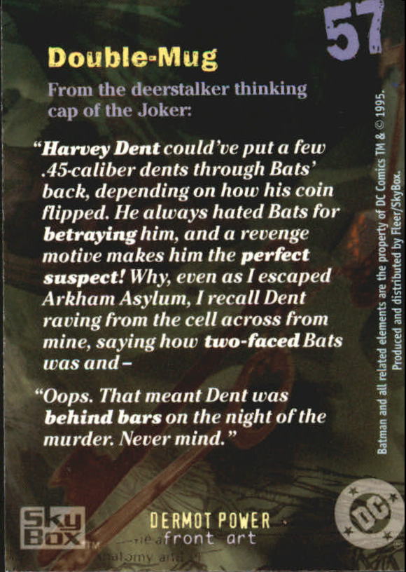 1995 SkyBox Batman Master Series #57 Double-Mug back image