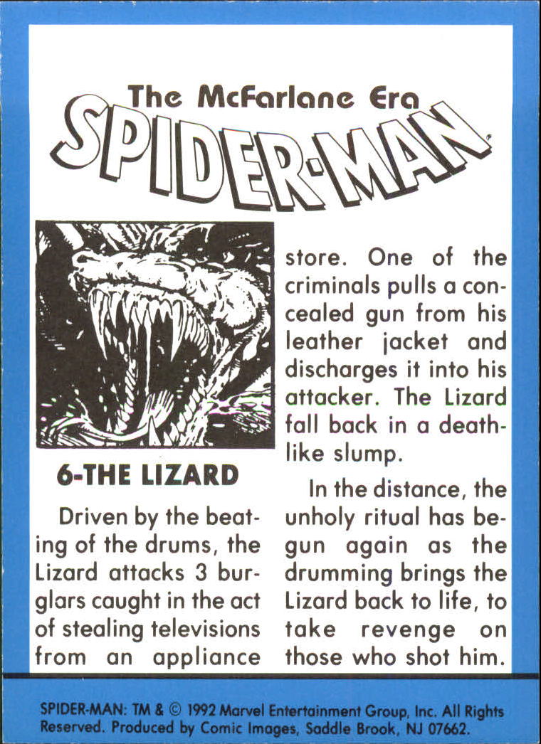 1992 Comic Images Spider-Man Todd McFarlane Era #6 The Lizard back image