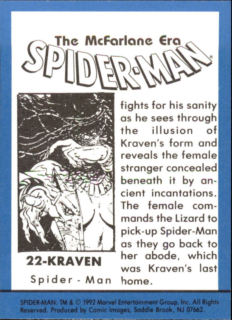 1992 Comic Images Spider-Man Todd McFarlane Era #22 Kraven back image