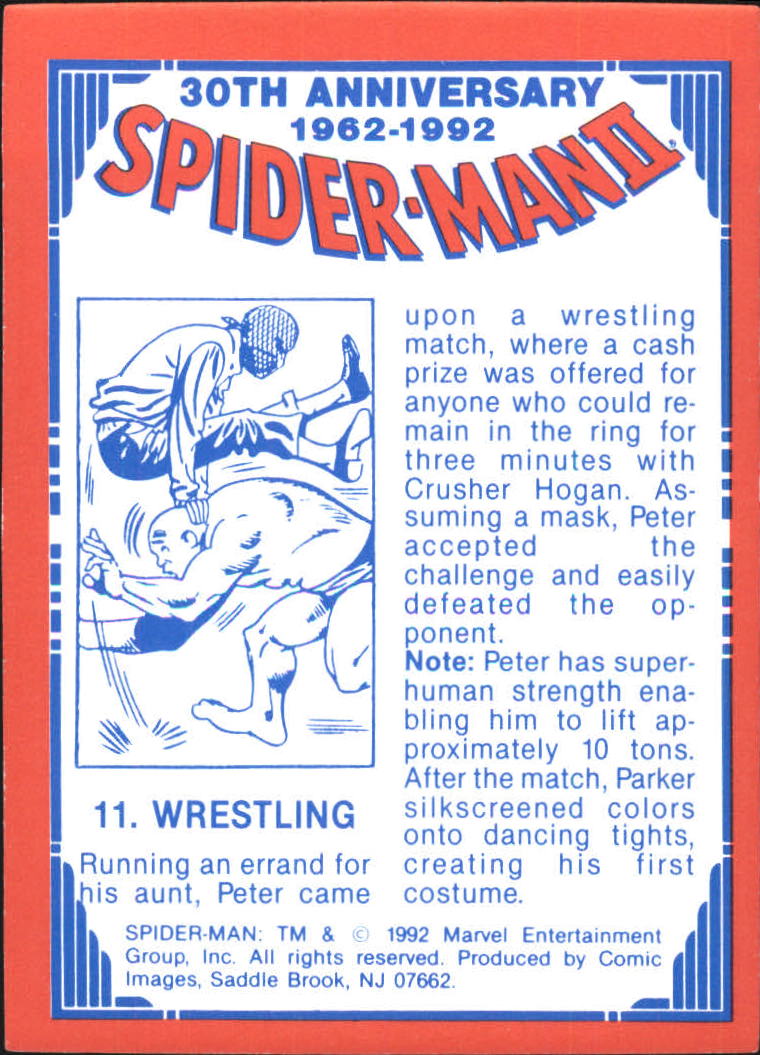1992 Comic Images Spider-Man II 30th Anniversary #11 Wrestling back image