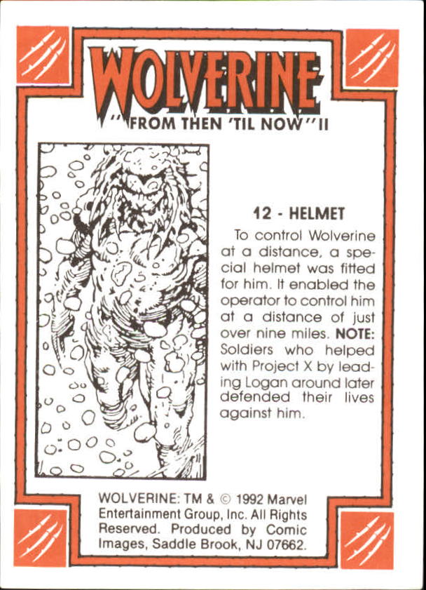 1992 Comic Images Wolverine From Then 'Til Now II #12 Helmet back image