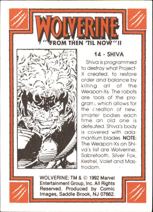 1992 Comic Images Wolverine From Then 'Til Now II #14 Shiva back image