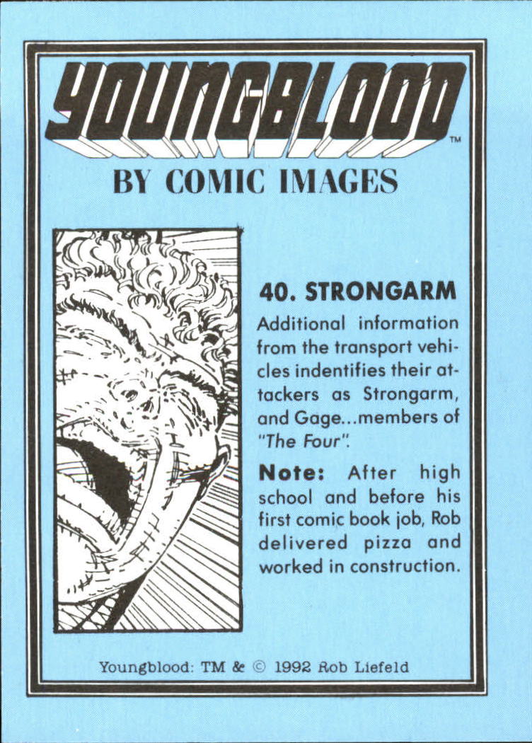 1992 Comic Images Youngblood #40 Strongarm back image