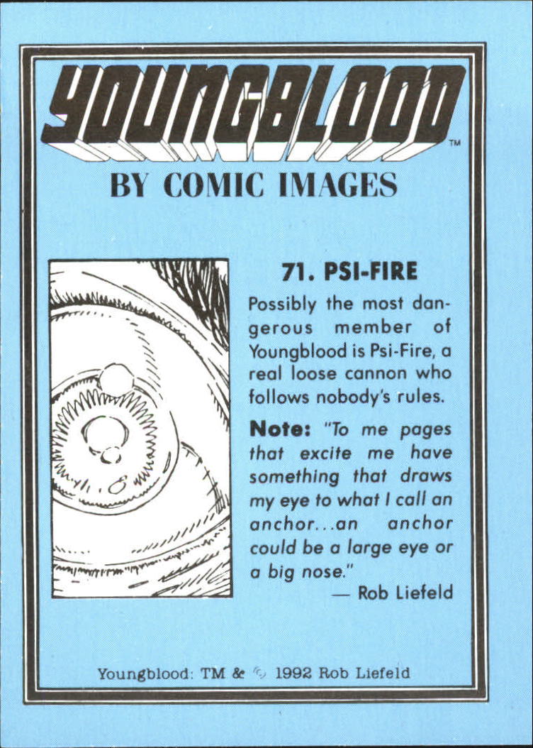 1992 Comic Images Youngblood #71 Psi-Fire back image
