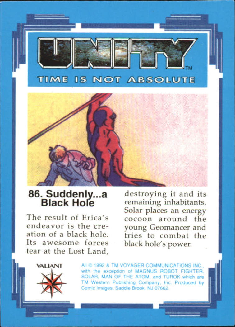 1992 Comic Images Unity #86 Suddenly... a Black Hole back image