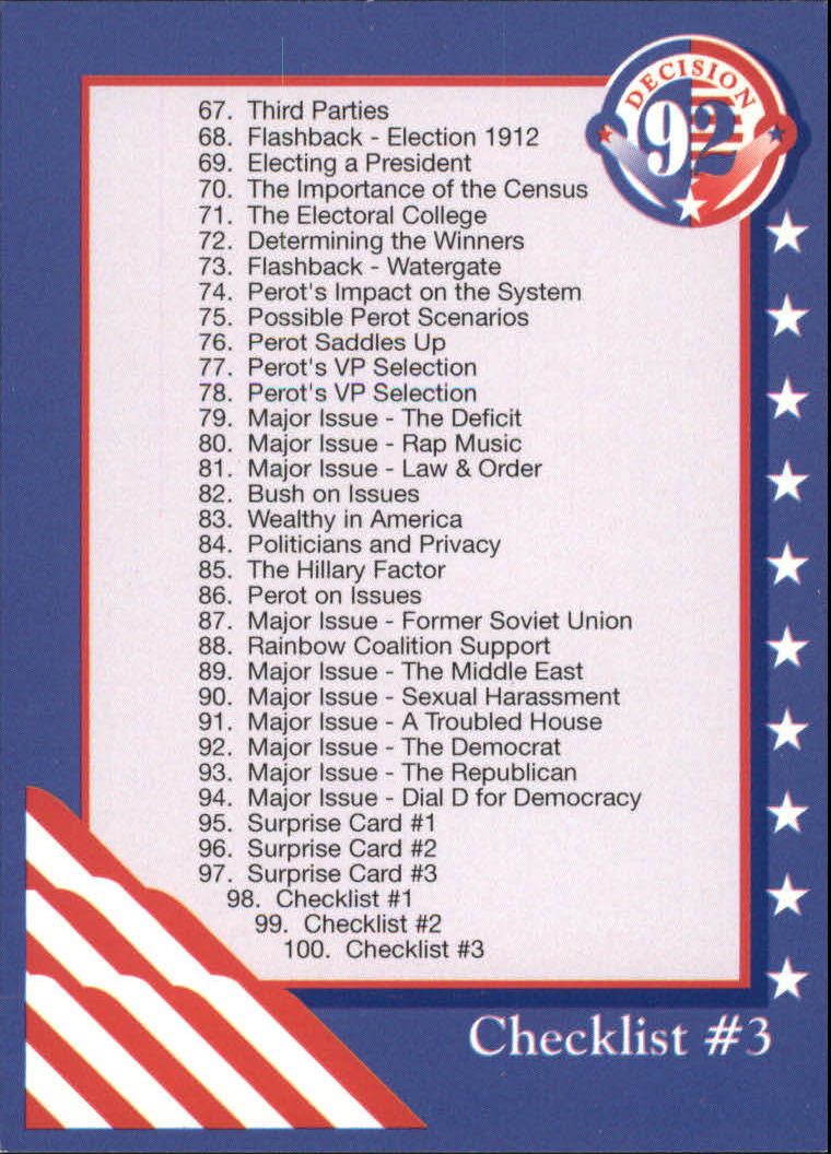 1992 Wild Card Decision '92 #100 Checklist #3