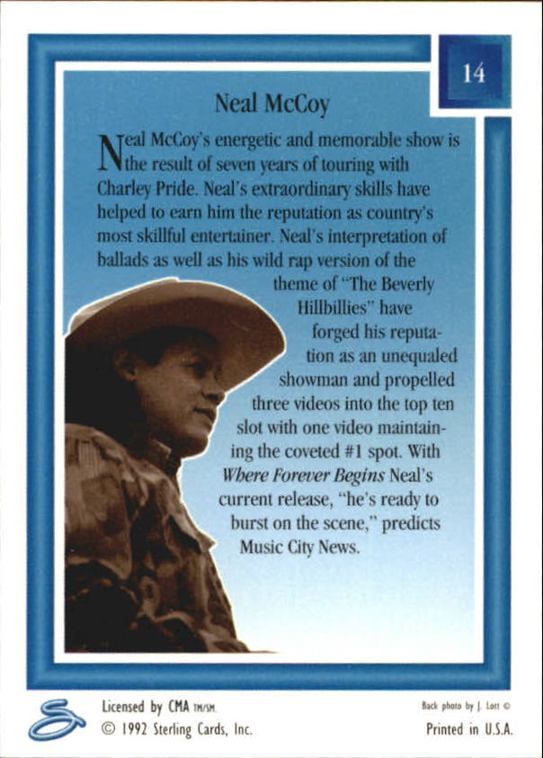 1992 Sterling Country Gold #14 Neal McCoy back image