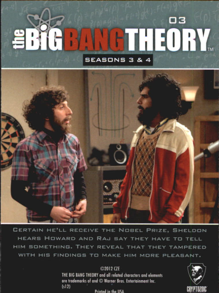 2012 Cryptozoic The Big Bang Theory Seasons Three and Four #3 You Fellas Are Planning back image