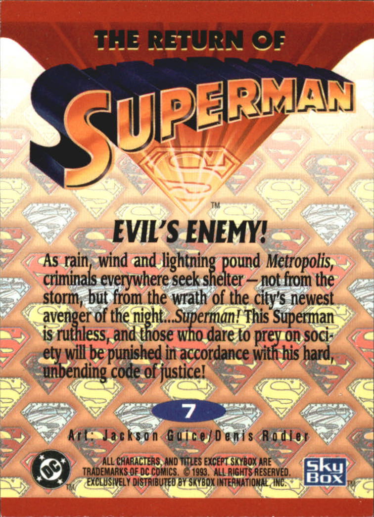1993 SkyBox Return of Superman #7 Evil's Enemy back image