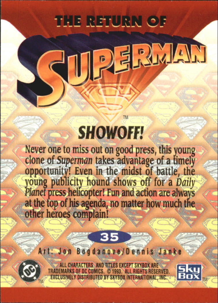1993 SkyBox Return of Superman #35 Showoff back image