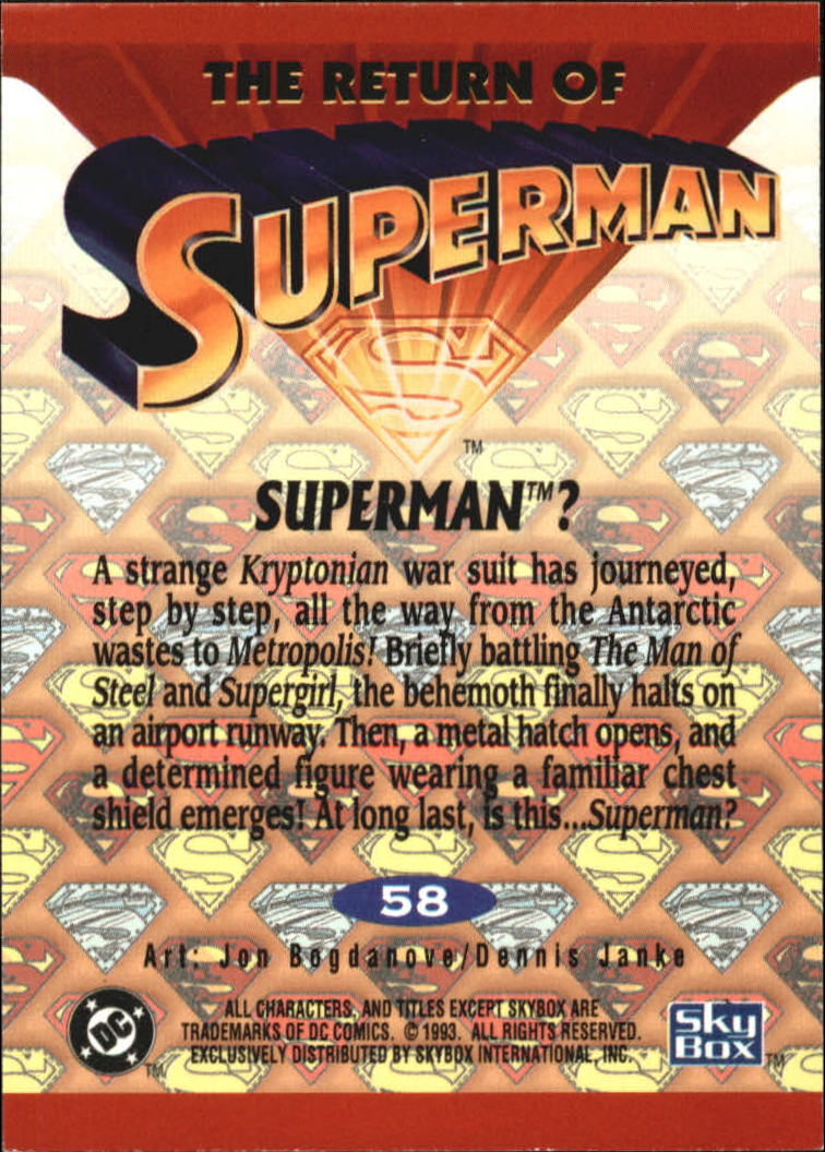 1993 SkyBox Return of Superman #58 Superman back image