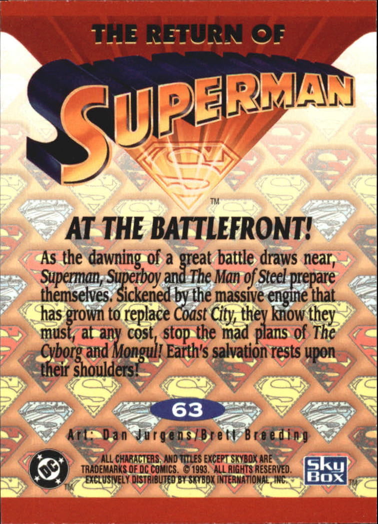 1993 SkyBox Return of Superman #63 At the Battlefront back image