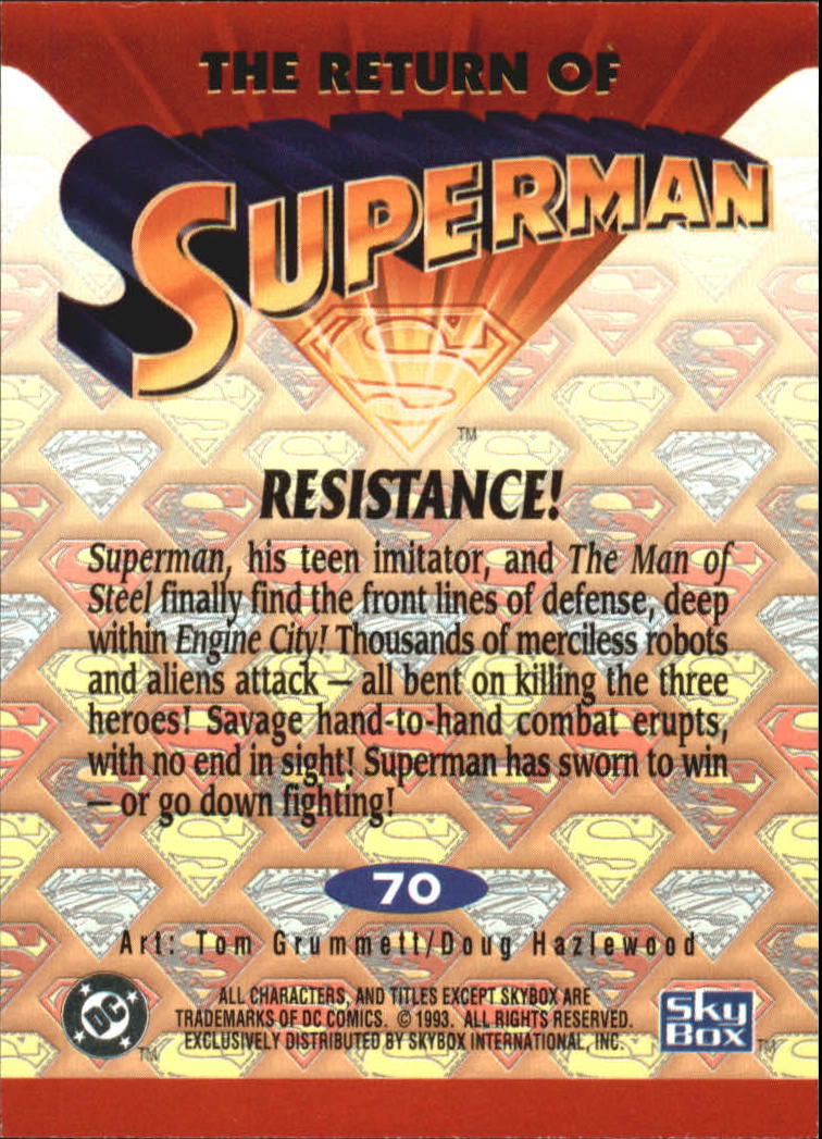 1993 SkyBox Return of Superman #70 Resistance back image