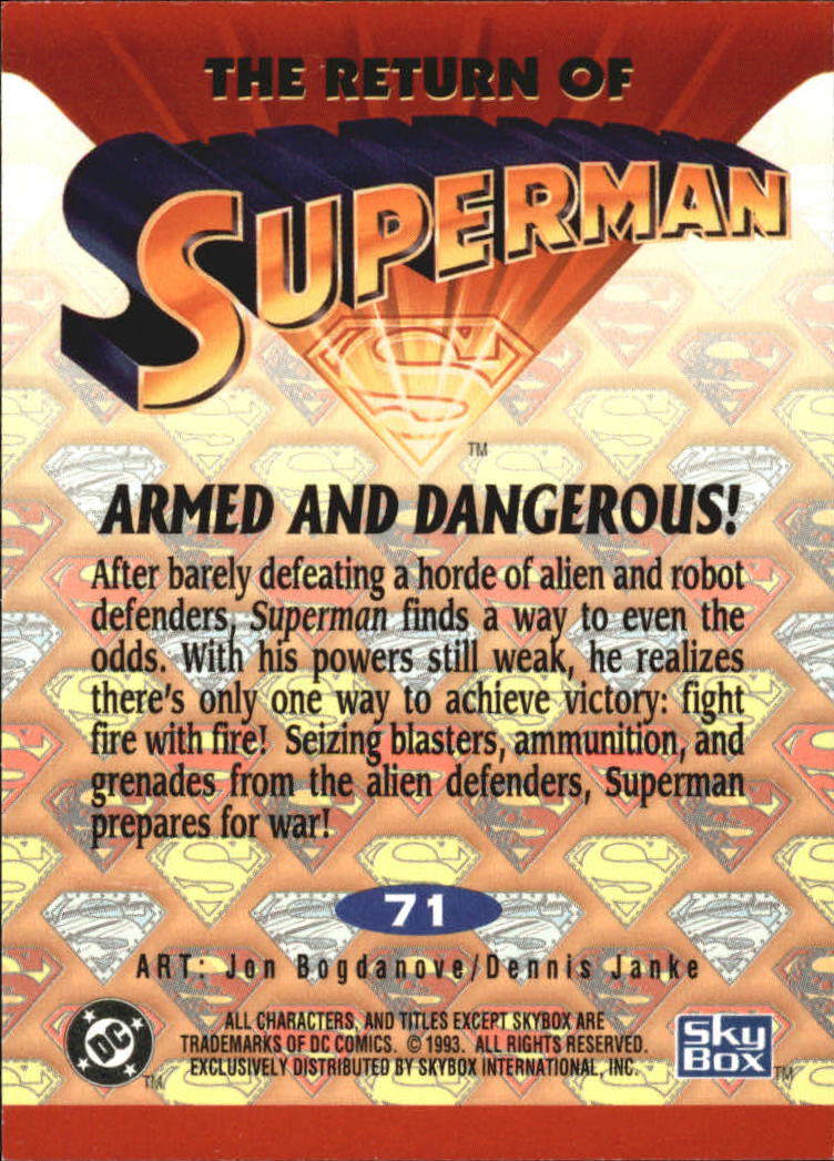 1993 SkyBox Return of Superman #71 Armed and Dangerous back image