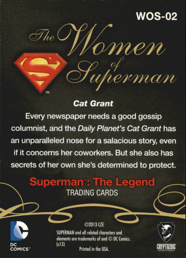 2013 Cryptozoic DC Comics Superman The Legend Women of Superman #WOS2 Cat Grant back image