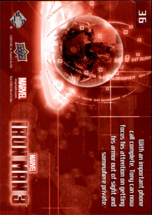 2013 Upper Deck Iron Man 3 #36 With an Important Phone Call back image