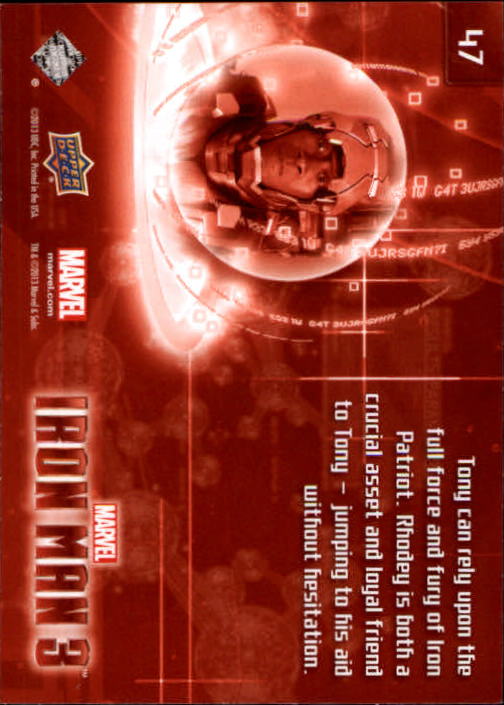 2013 Upper Deck Iron Man 3 #47 Tony Can Rely Upon the Full back image