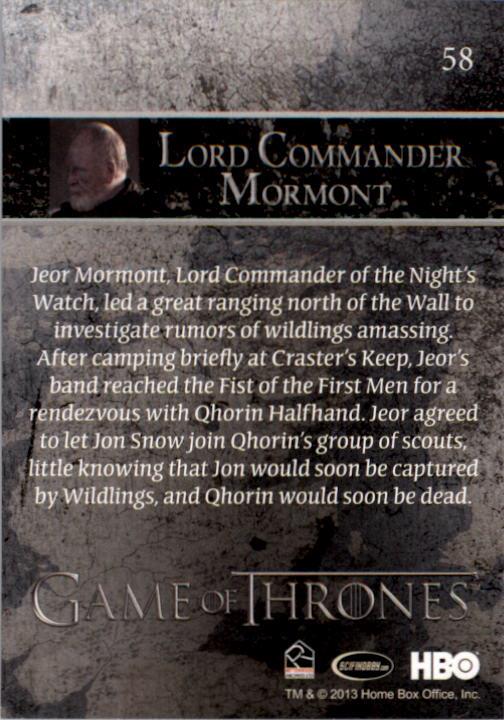 2013 Rittenhouse Game Of Thrones Season Two #58 Lord Commander Mormont 