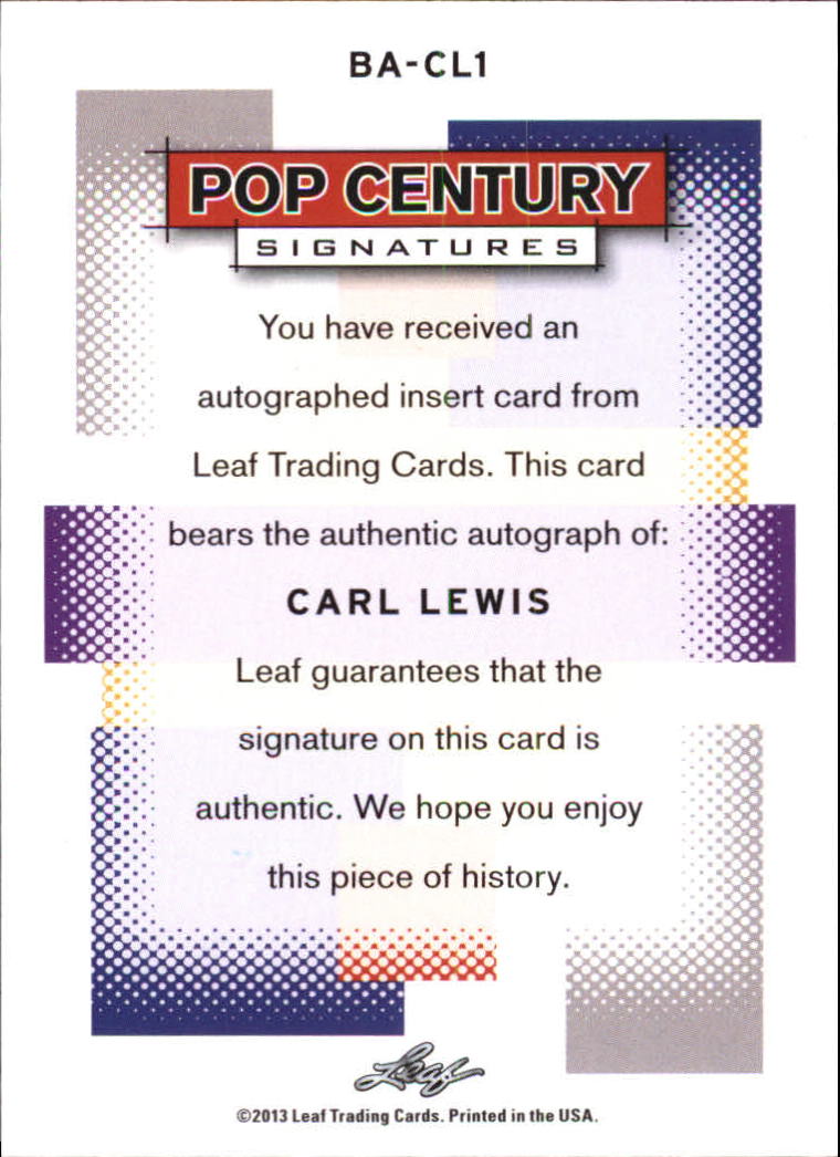 2013 Leaf Pop Century #BACL1 Carl Lewis back image