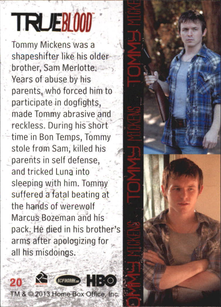 2013 Rittenhouse True Blood Archives #20 Tommy Mickens back image