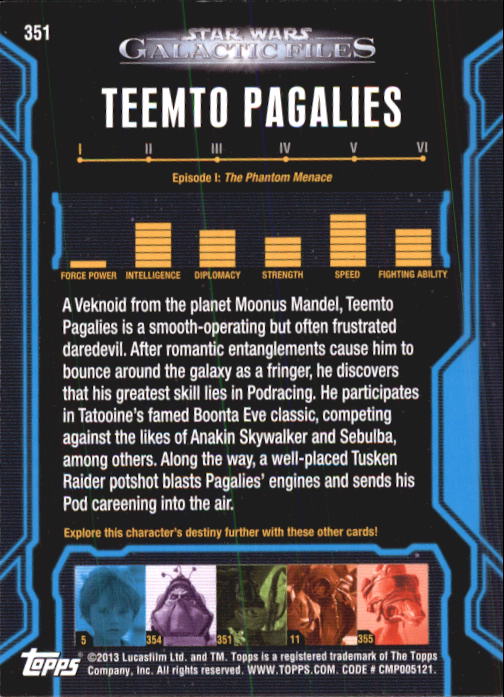 2013 Topps Star Wars Galactic Files 2 Trading Cards Card Pick (Base) - Bild 3 von 319