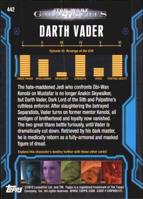 2013 Topps Star Wars Galactic Files 2 #442 Darth Vader back image