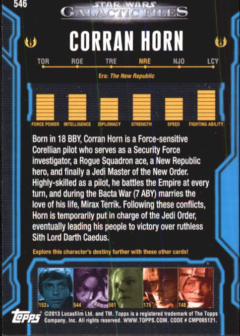2013 Topps Star Wars Galactic Files 2 #546 Corran Horn back image