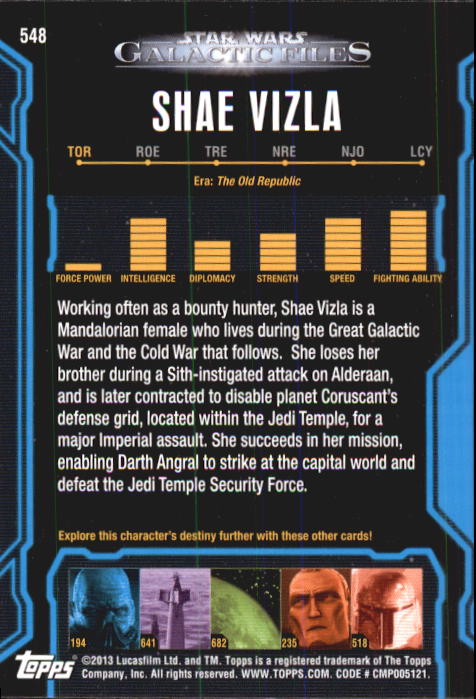 2013 Topps Star Wars Galactic Files 2 #548 Shae Vizla back image