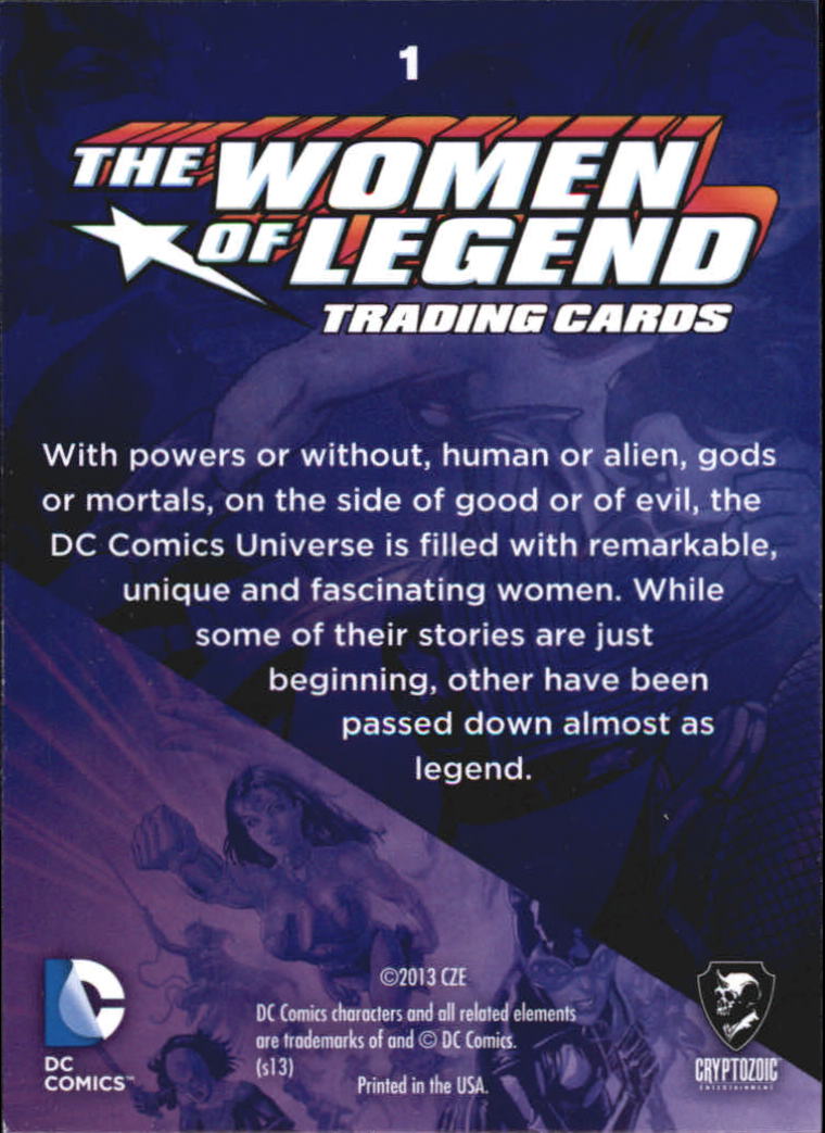 2013 Cryptozoic DC Comics Women of Legend #1 The Women of Legend back image