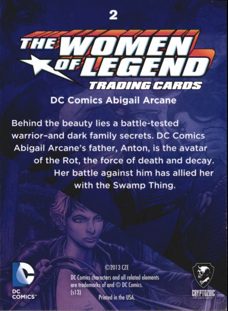2013 Cryptozoic DC Comics Women of Legend #2 Abigail Arcane back image