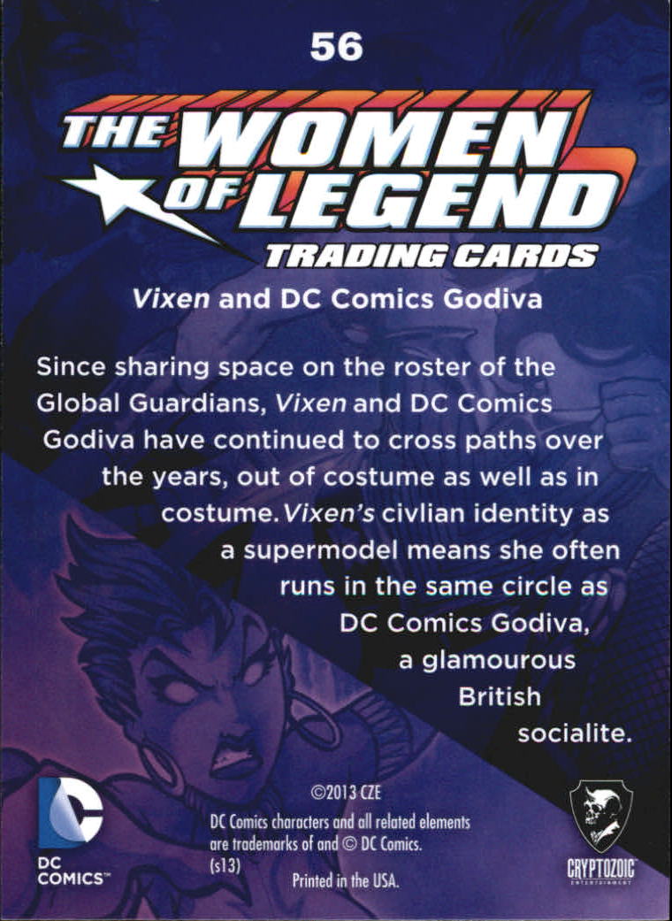 2013 Cryptozoic DC Comics Women of Legend #56 Vixen and Godiva back image