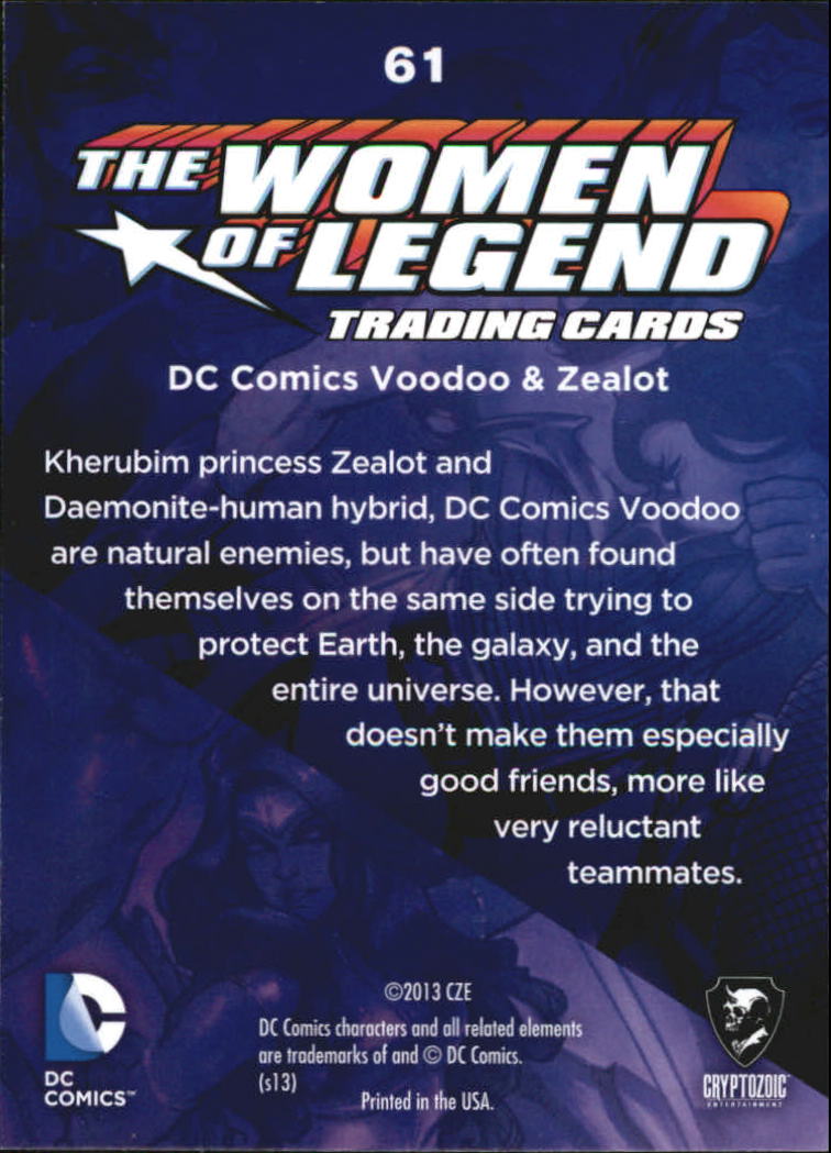 2013 Cryptozoic DC Comics Women of Legend #61 Voodoo/Zealot back image