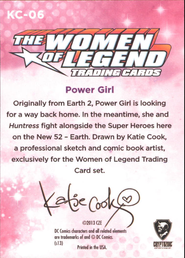 2013 Cryptozoic DC Comics Women of Legend Katie Cook Stickers #KC6 Power Girl back image