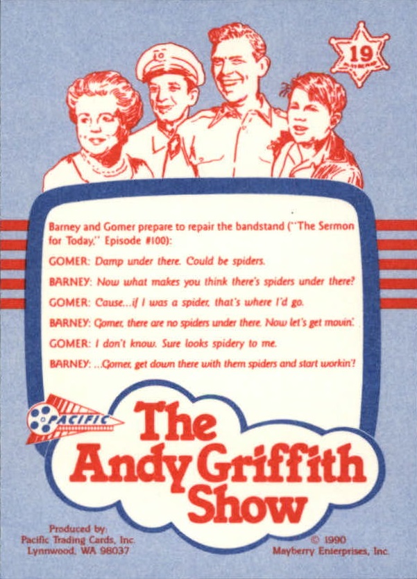1990-91 Pacific Andy Griffith Show Complete Series #19 Mayberry Double Take back image