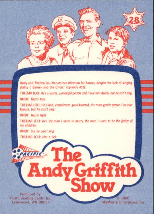 Andy Griffith Show Series One (1990 Pacific) "Main Set" Cards #1 to #110 - Picture 55 of 217
