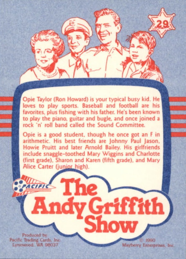 Andy Griffith Show Series One (1990 Pacific) "Main Set" Cards #1 to #110 - Picture 57 of 217
