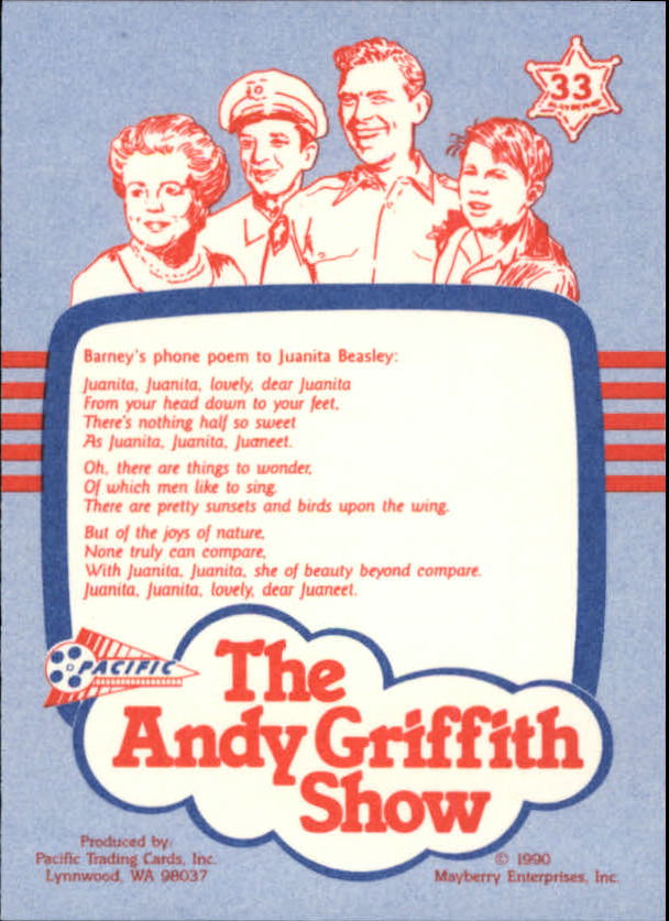 Andy Griffith Show Series One (1990 Pacific) "Main Set" Cards #1 to #110 - Picture 65 of 217