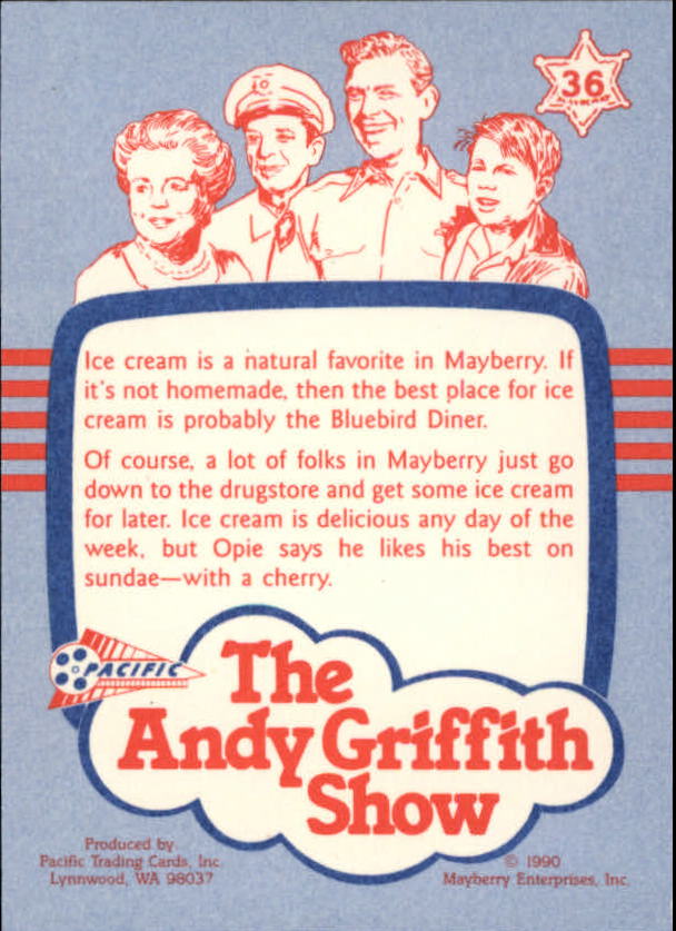 1990-91 Pacific Andy Griffith Show Complete Series #36 What's Shakin' in Mayberry back image
