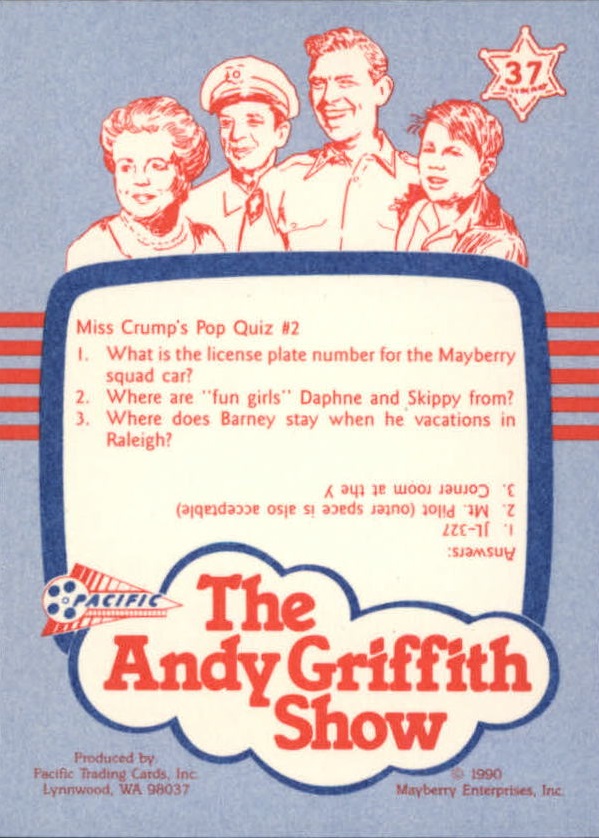 Andy Griffith Show Series One (1990 Pacific) "Main Set" Cards #1 to #110 - Picture 73 of 217