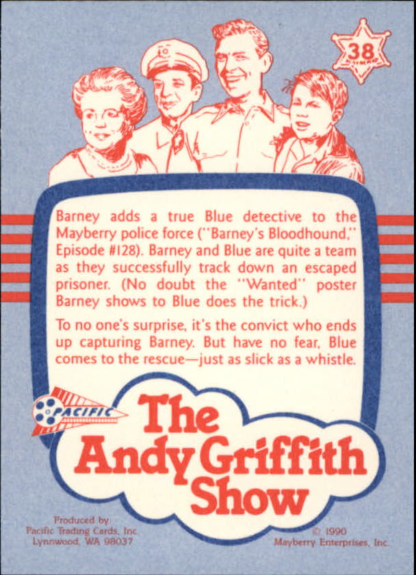 1990-91 Pacific Andy Griffith Show Complete Series #38 Barney's Bloodhound back image