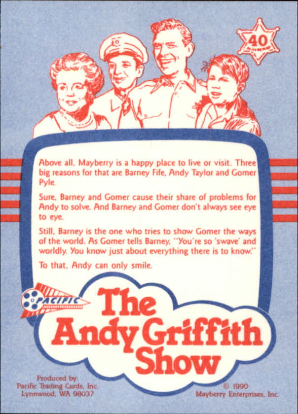1990-91 Pacific Andy Griffith Show Complete Series #40 All Smiles back image