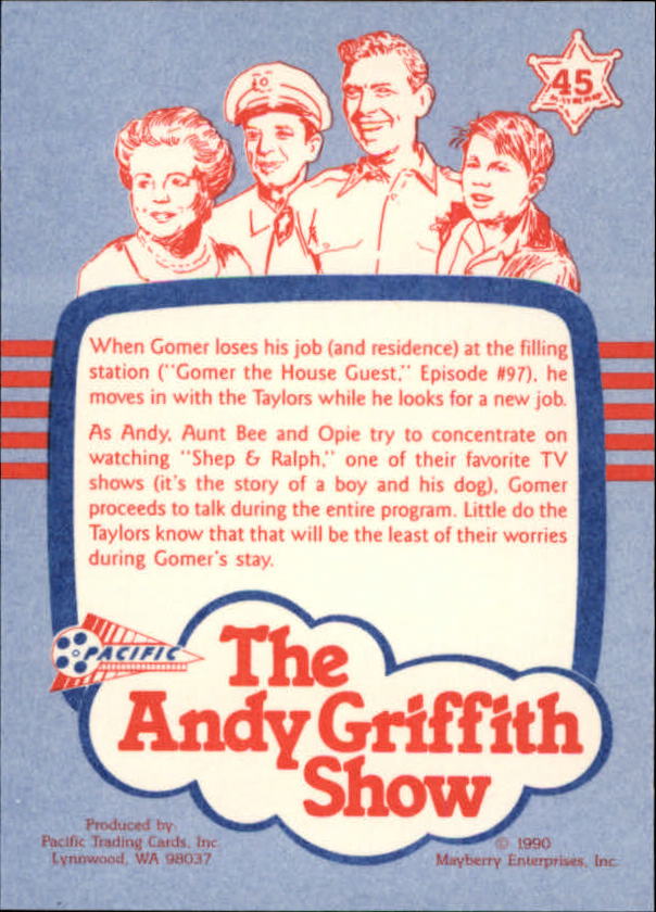Andy Griffith Show Series One (1990 Pacific) "Main Set" Cards #1 to #110 - Picture 89 of 217
